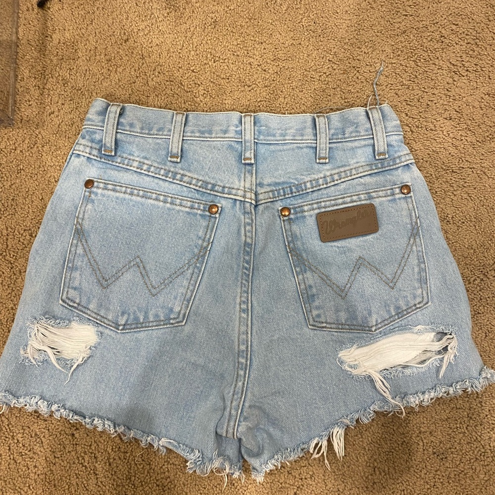 Wrangler Distressed Light Blue Jean Shorts